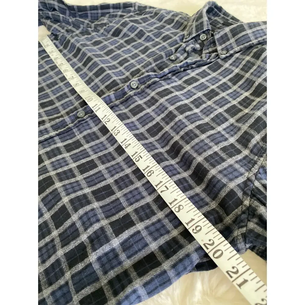 Banana‎ Republic Blue Gray Black Plaid Button Up Men’s Slim Fit Shirt Size M